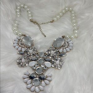 RARE Vintage Rhinestone and Pearl Collar Necklace